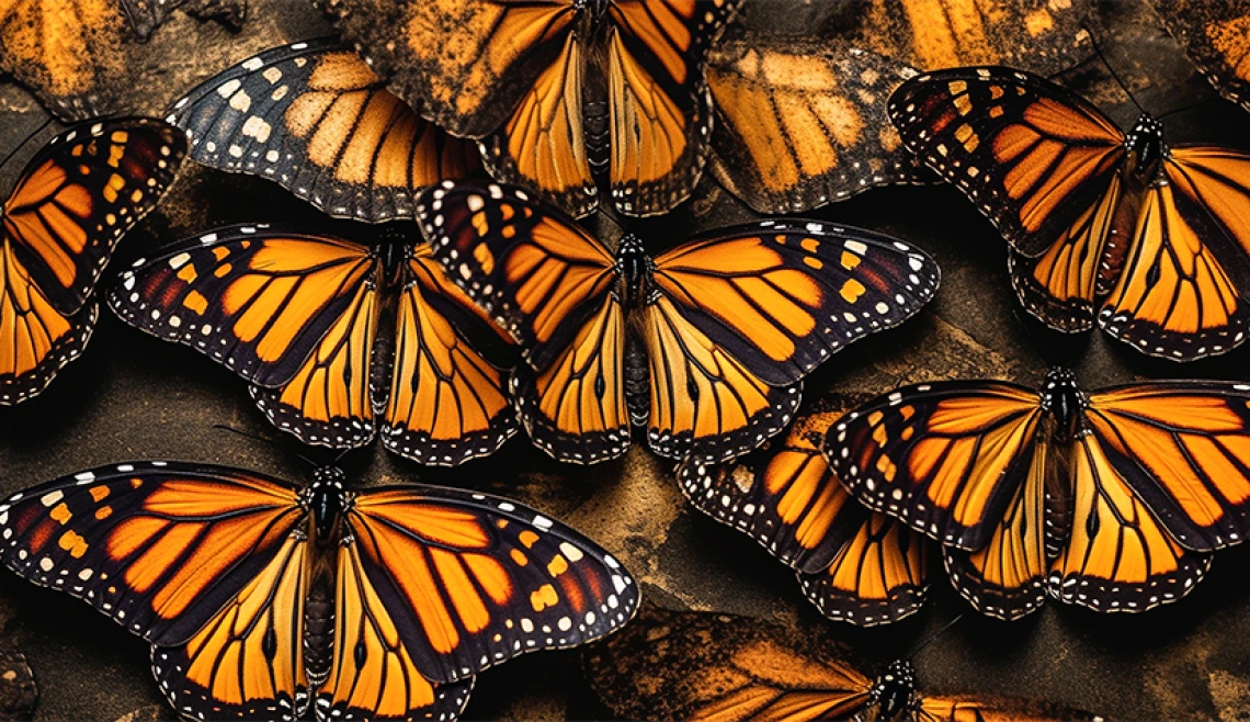 Grupo de mariposas monarca